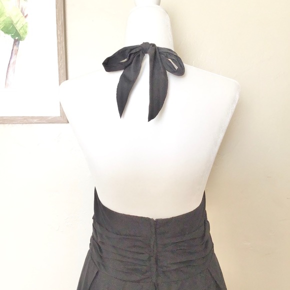 Backless Halter V-neck Midi Dress Size 10 Black - Picture 3 of 7